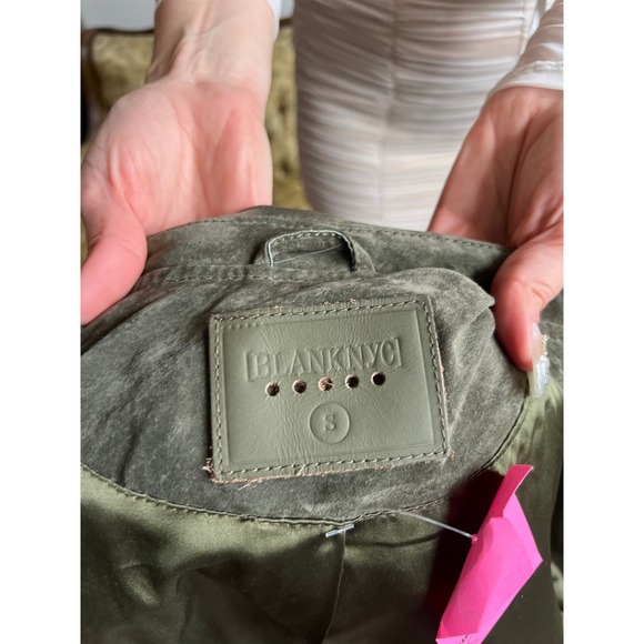 Blank NYC Olive Green Suede Moto Jacket Size Small - Picture 7 of 8